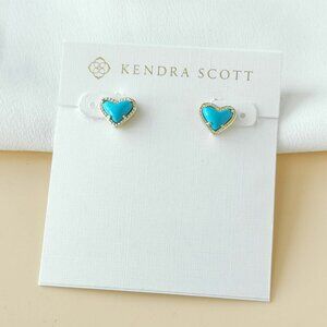NEW Kendra Scott Ari Heart Gold Turquoise Stud Earrings